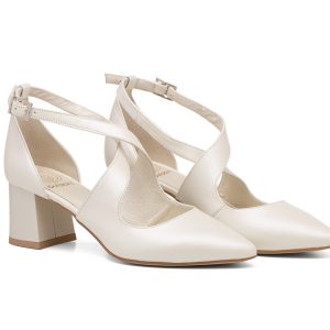 Buty ślubne perła ekru - Alba 010